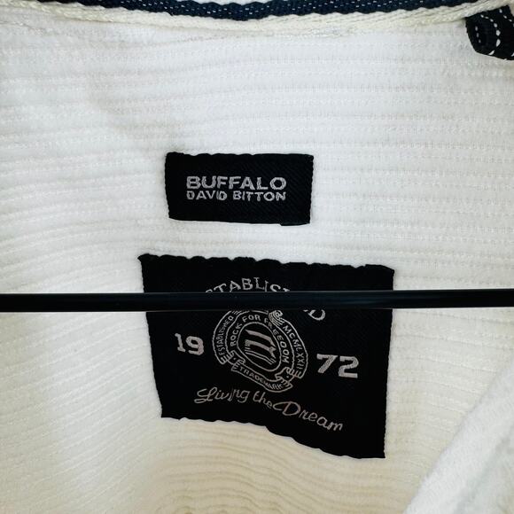 Buffalo David Bitton Beige Corduroy Button Down Shirt Jacket Shacket Size Large - Picture 3 of 8